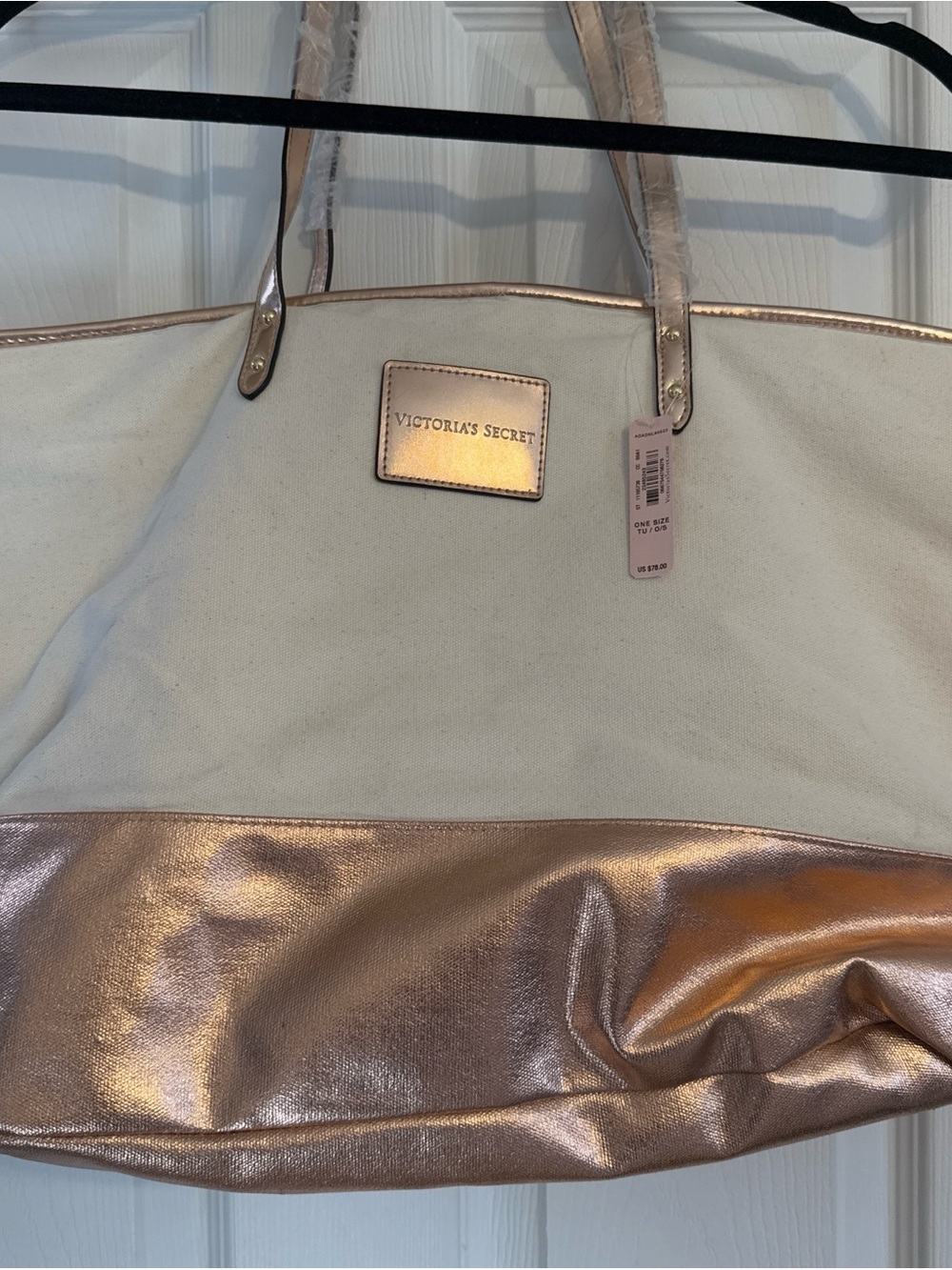 NWT Victoria's Secret Cream and Rose Gold Tote Bag